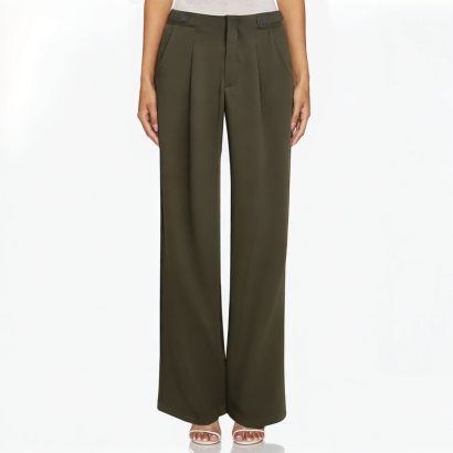 green-casual-fashion-pleated-womens-trousers