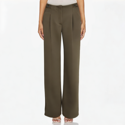casual-fashion-green-pleated-womens-straight-trousers