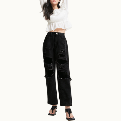 black-hollow-wide-leg-womens-denim-trousers