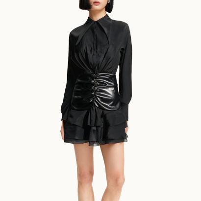 fashionable-layered-pleated-hem-womens-long-sleeve-dress
