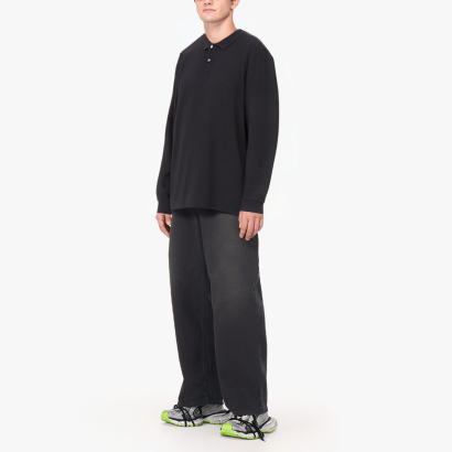 black-loose-lapel-mens-long-sleeve-polo-shirt