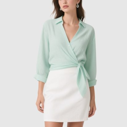 mint-green-button-up-blouse-with-cross-tie-minimalist-office