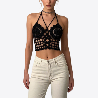 black-crochet-halter-neck-cropped-top