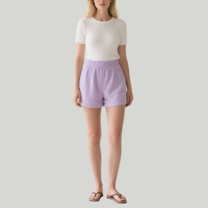 lavender-elastic-waist-shorts-relaxed-fit